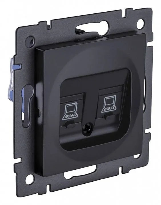 Розетка двойная Ethernet RJ-45 и со шторками, без рамки Kollinger  REA-019BM