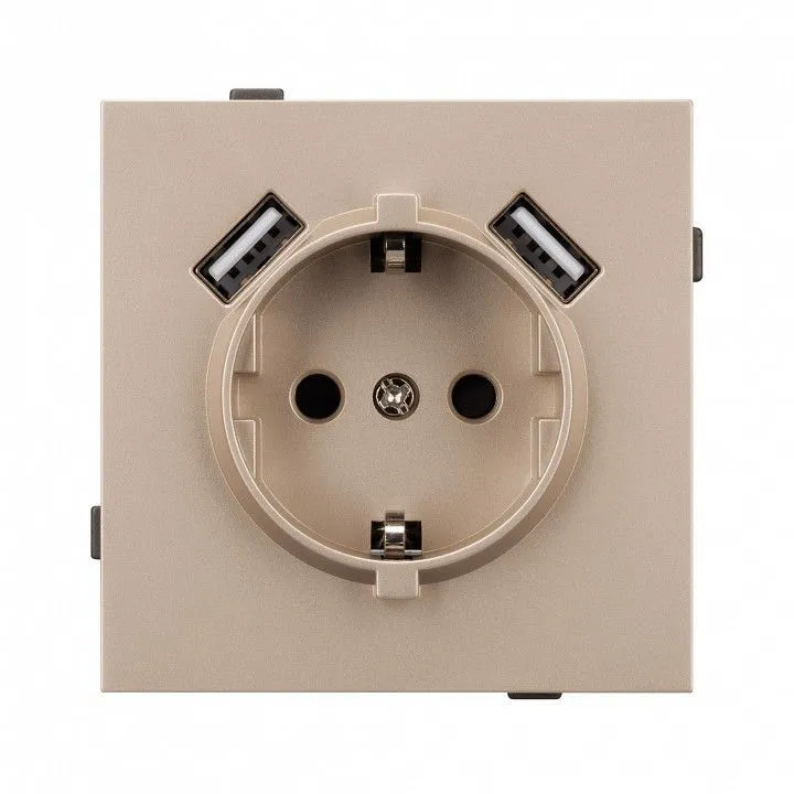 Розетка с заземлением и 2хUSB type A, без рамки Arlight SCT-TENDO 054085