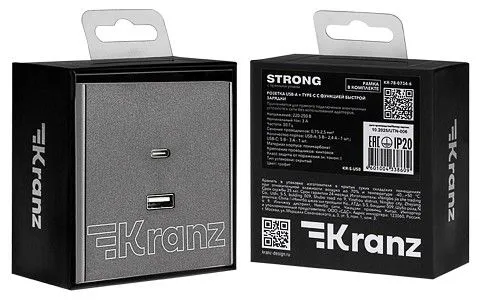 Розетка 2хUSB type A и C без рамки Kranz STRONG KR-78-0734-6
