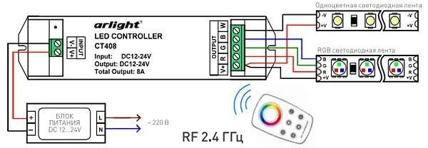 Контроллер-регулятор цвета RGB Arlight  021605