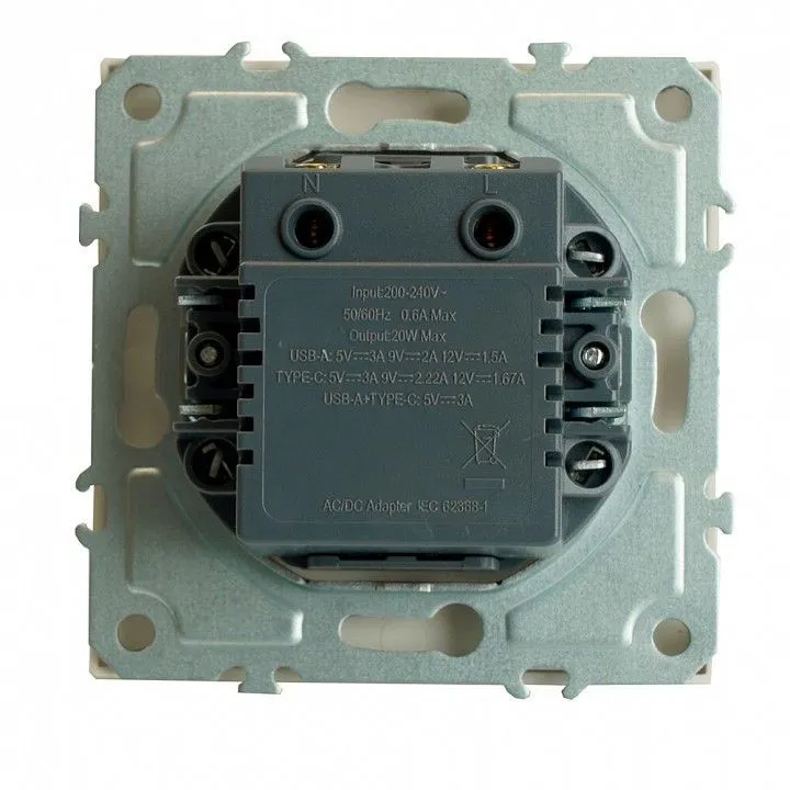Розетка 2хUSB type A и C без рамки Stekker Эмили 49879