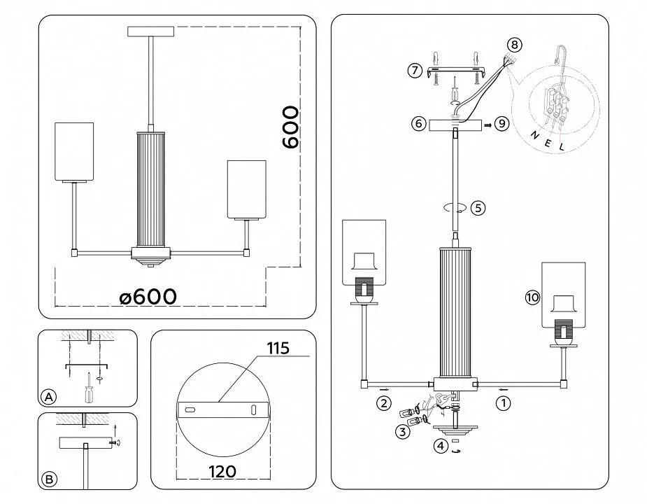 Люстра на штанге Ambrella Light HIGH LIGHT LH56215