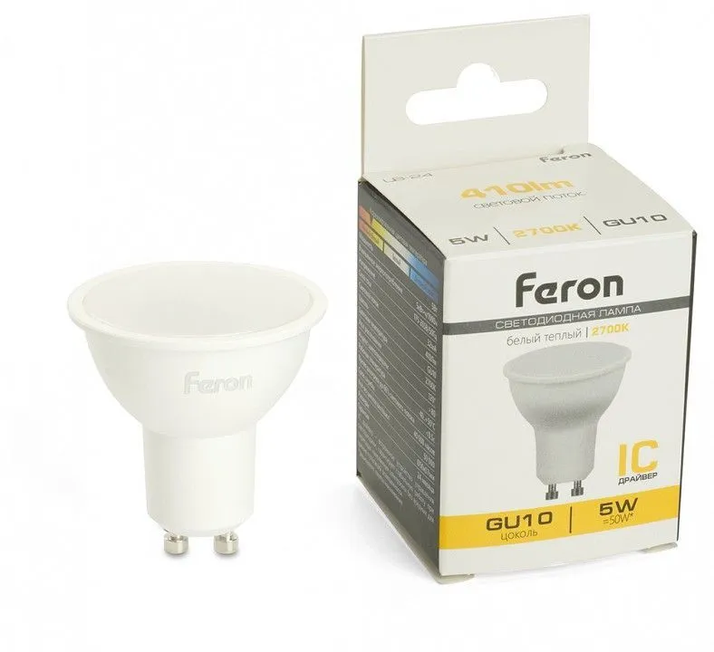 Лампа светодиодная Feron LB-24 GU10 5Вт 2700K 51215