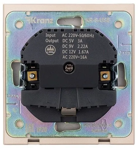 Розетка с заземлением и со шторкой и 2хUSB, без рамки Kranz STRONG KR-78-0704-8