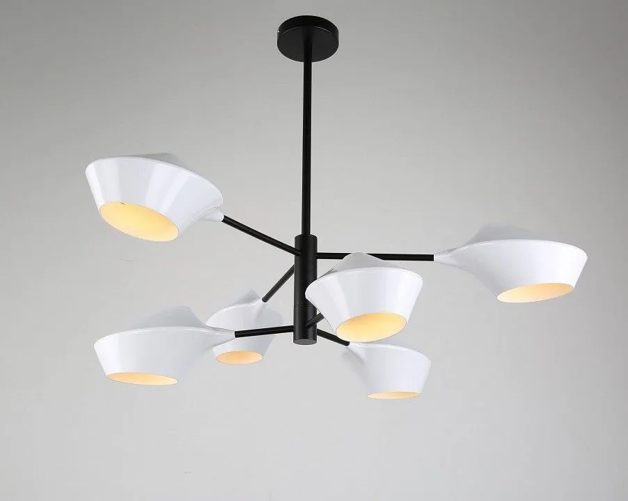 Люстра на штанге LUMINA DECO Romina LDP 6037-6 WT+BK