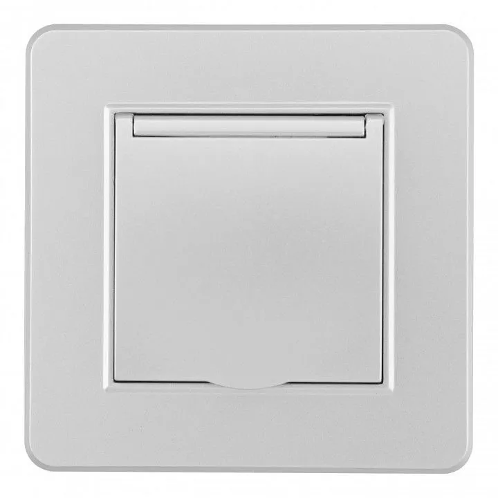 Розетка с заземлением и шторкой, с крышкой Arte Milano SET16-1 SET16-1-41-1 silver