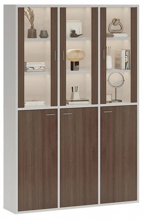 Шкаф-витрина Merdes Домино СУ(ш3в2)+3ФГ+3ФС БЕШ белый/шамони-Ч Шкаф-витрина Merdes Домино СУ(ш3в2)+3ФГ+3ФС БЕШ белый/шамони-Ч