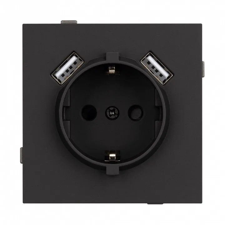 Розетка с заземлением и 2хUSB type A, без рамки Arlight SCT-TENDO 054603