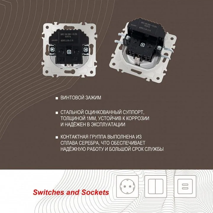 Розетка с заземлением и со шторкой и 2хUSB, без рамки Arte Milano am-203 203.47-1.white