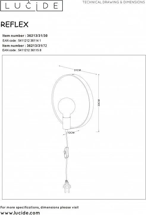 Бра Lucide Reflex 36213/31/72