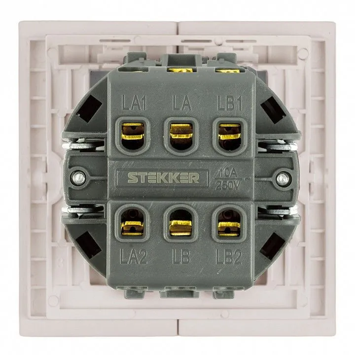 Переключатель двухклавишный без рамки Stekker Мия 50478
