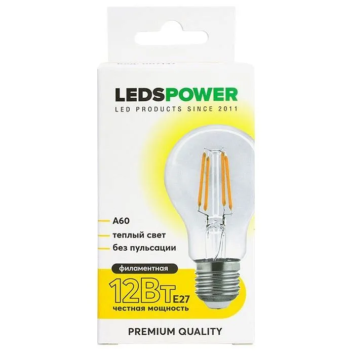 Лампа светодиодная LEDS POWER A60 E27 12Вт 3000K 007137
