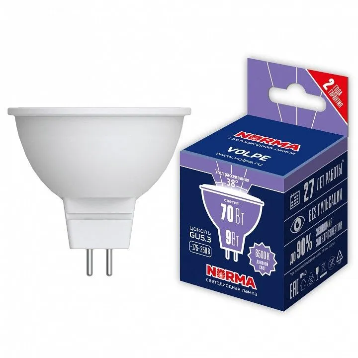 Лампа светодиодная Volpe LED-JCDR GU5.3 9Вт 6500K UL-00011195