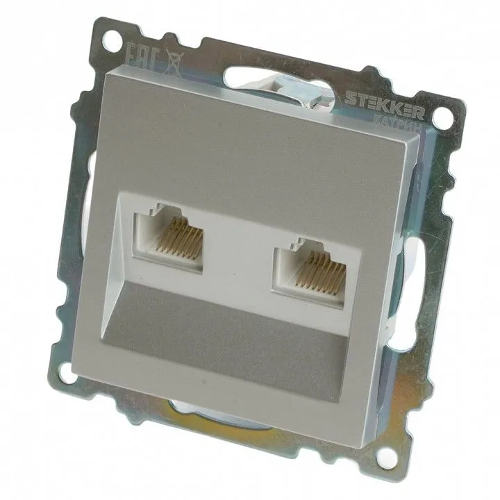 Розетка двойная Ethernet RJ-45 без рамки Stekker Катрин 50005