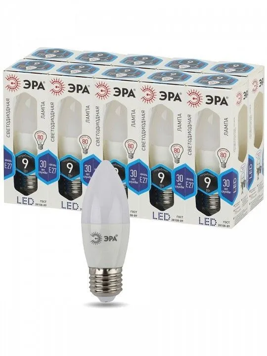 Лампа светодиодная Эра Стандарт E27 9Вт 4000K LED B35-9W-840-E27