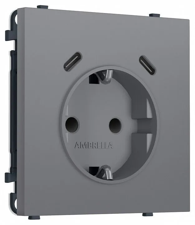 Розетка с заземлением и со шторкой и 2хUSB C, без рамки Ambrella Volt MS MS870510