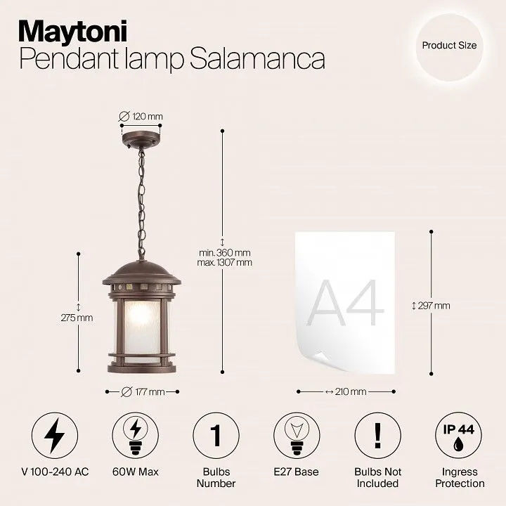 Подвесной светильник Maytoni Outdoor Саламанка O031PL-01BR