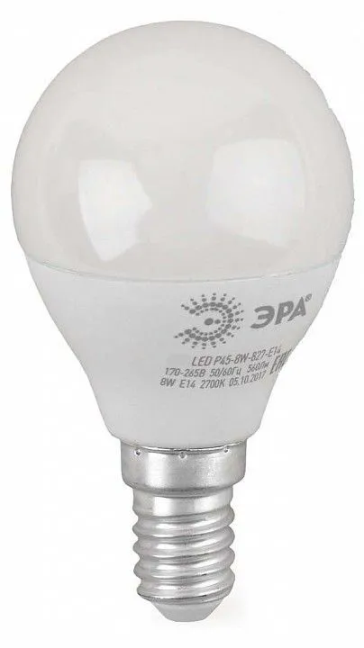 Лампа светодиодная Эра  E14 8Вт 2700K LED P45-8W-827-E14 R
