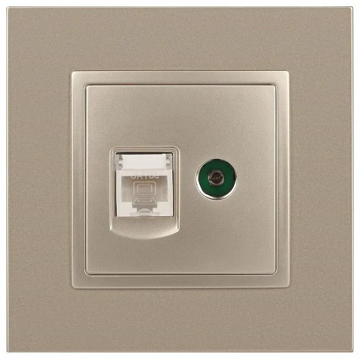 ТВ-розетка и розетка Ethernet RJ-45 без рамки Эра Эра Elegance 14-3110-04