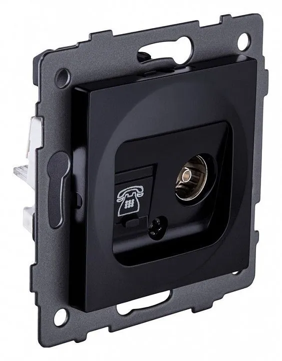 Розетка двойная RJ-11 и Ethernet RJ-45, без рамки Kollinger  REA-013BK