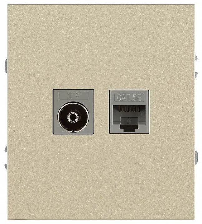 ТВ-розетка и розетка Ethernet RJ-45 без рамки Эра Arktik Б0070497