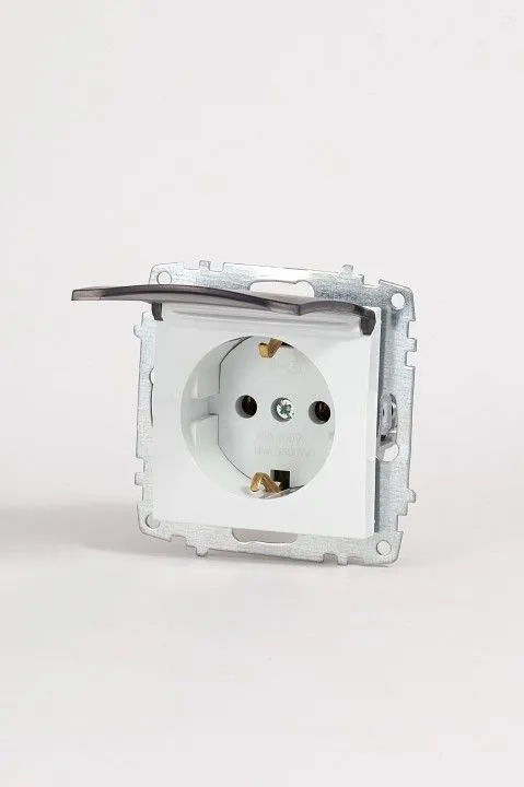 Розетка с заземлением с крышкой, без рамки Elbi Eleсtriс Zena Vega 609-015600-218