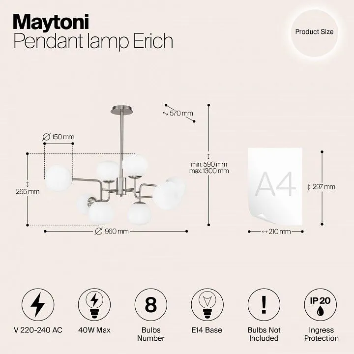 Люстра на штанге Maytoni Эрих MOD221-PL-08-N