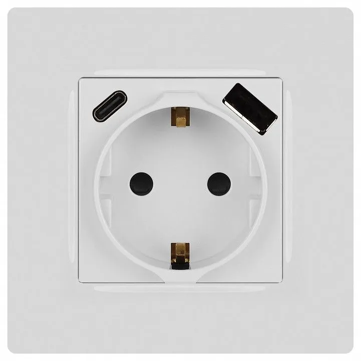 Розетка с заземлением и со шторкой и 2хUSB, без рамки Эра Эра 12 12-4108-01
