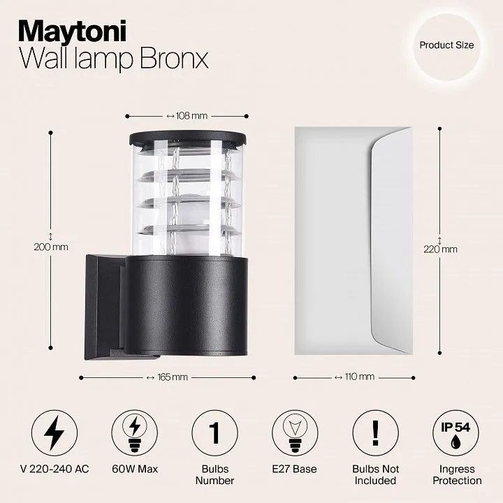 Светильник на штанге Maytoni Outdoor Бронкс O576WL-01B