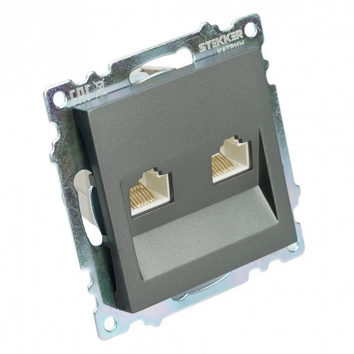Розетка двойная Ethernet RJ-45 без рамки Stekker Катрин 50008