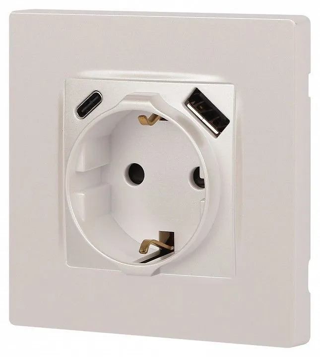 Розетка с заземлением и со шторкой и 2хUSB, без рамки Эра Эра 12 12-4108-15