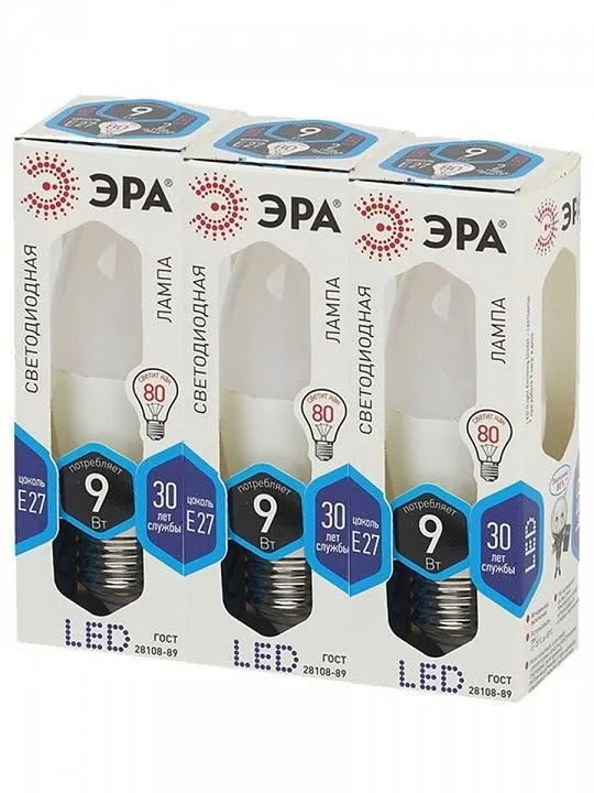 Лампа светодиодная Эра Стандарт E27 9Вт 4000K LED B35-9W-840-E27