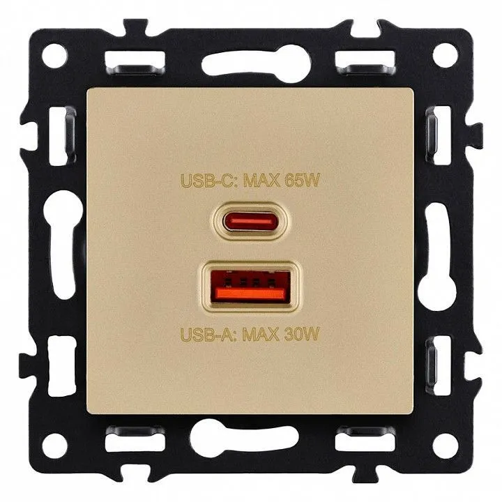Розетка 2хUSB type A и C без рамки Kollinger Asthetik AS-024GD