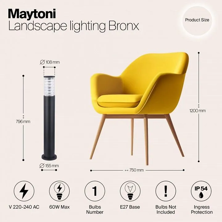Наземный низкий светильник Maytoni Outdoor Бронкс O576FL-01B