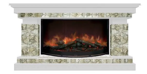 Комплект из электрокамина напольного и портала (143x45x80 см) Брайтон Карелия Rondo 86 БР000020