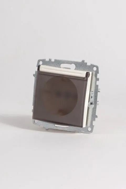 Розетка с заземлением и со шторкой, без рамки с крышкой Elbi Eleсtriс Zena Vega 609-010200-219