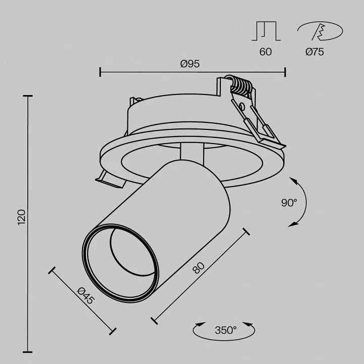 Встраиваемый светильник на штанге Maytoni Technical Фокус C071CL-7W3K-WB