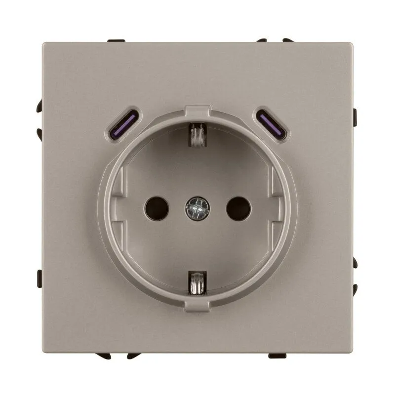Розетка с заземлением и со шторкой и 2хUSB C, без рамки Arlight NOBE 061814(1)