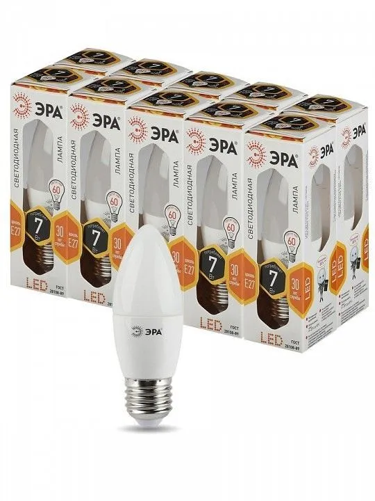 Лампа светодиодная Эра Стандарт E27 7Вт 2700K LED B35-7W-827-E27