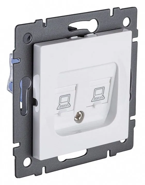 Розетка двойная Ethernet RJ-45 и со шторками, без рамки Kollinger  REA-015WH