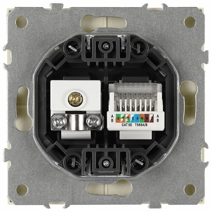 ТВ-розетка и розетка Ethernet RJ-45 без рамки Эра Galaxy Б0070778