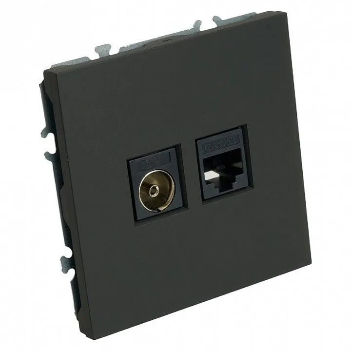 ТВ-розетка и розетка Ethernet RJ-45 без рамки Stekker Эмили 49846