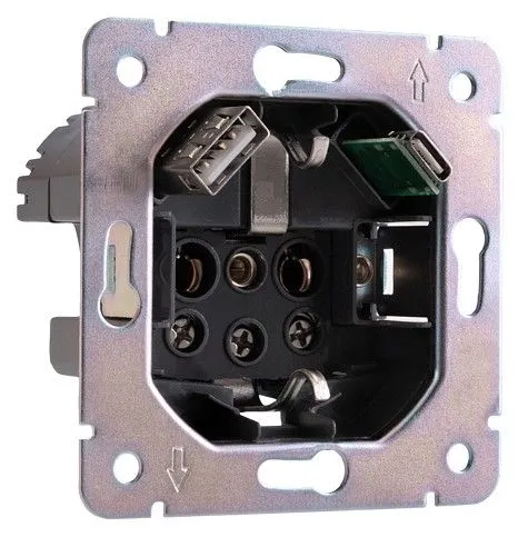 Розетка с заземлением и со шторкой и 2хUSB, без рамки Kranz ROUND KR-78-0704-2