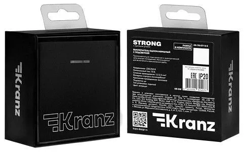 Переключатель перекрестный одноклавишный с подсветкой без рамки Kranz STRONG KR-78-0718-5