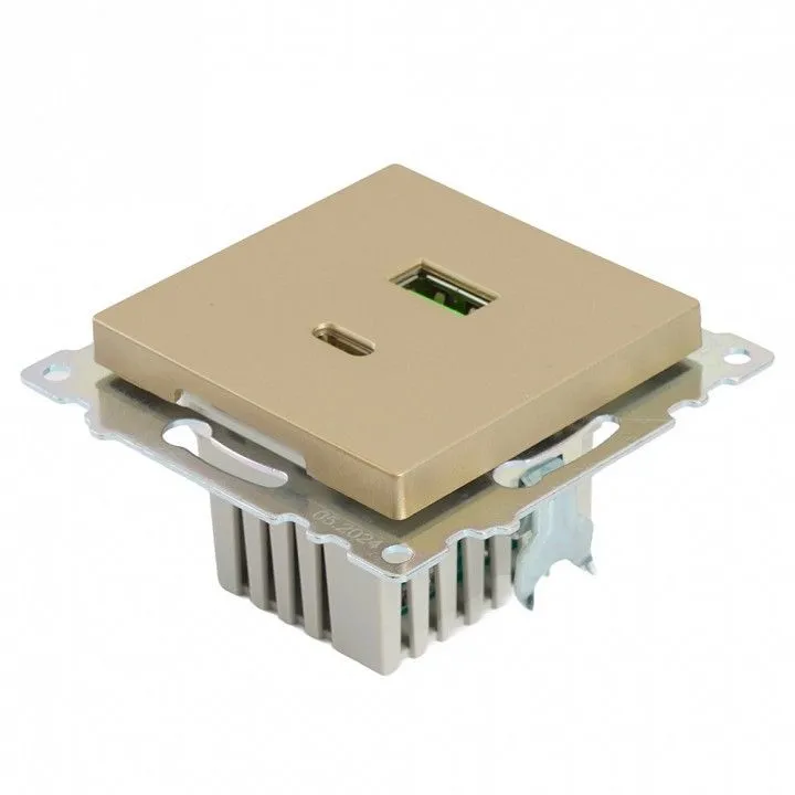 Розетка 2хUSB type A и C без рамки Stekker Катрин 50053
