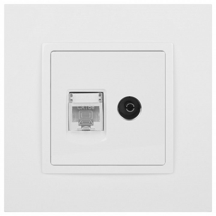 ТВ-розетка и розетка Ethernet RJ-45 без рамки Эра Эра Elegance 14-3110-01