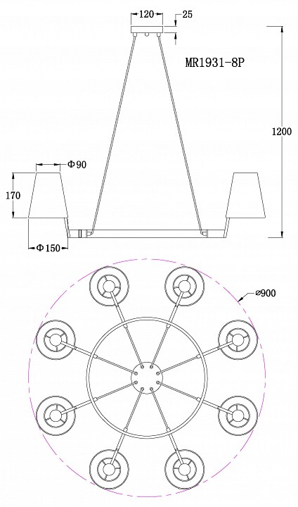 Подвесная люстра MyFar Aurora MR1931-8P