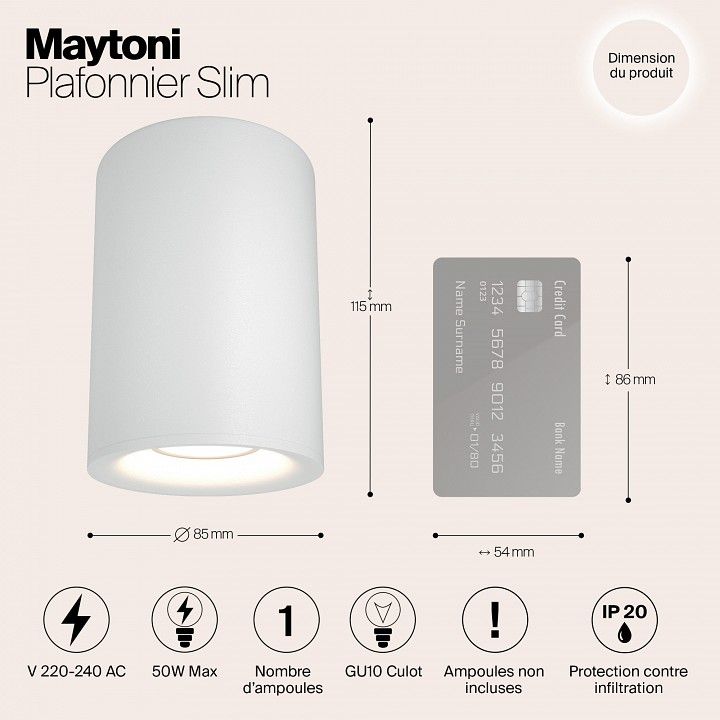 Накладной светильник Maytoni Technical Изящность C012CL-01W