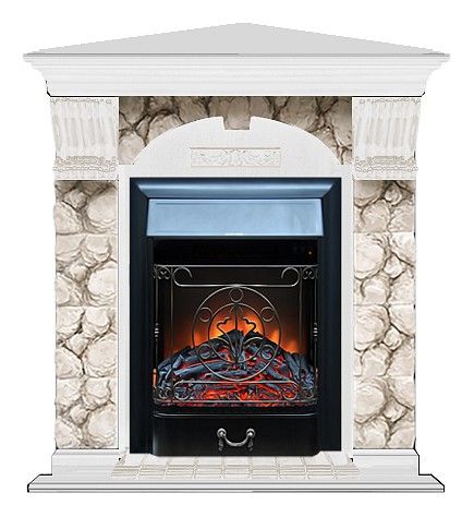 Комплект из электрокамина напольного и портала (106.5x81x98 см) Арочный Карелия угл. Majestic BL АРУ00099