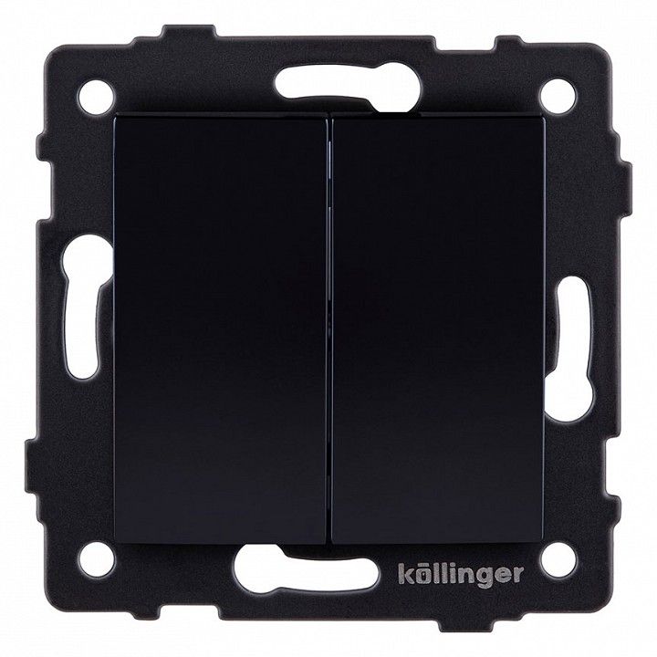 Выключатель двухклавишный без рамки Kollinger  REA-R-007BK